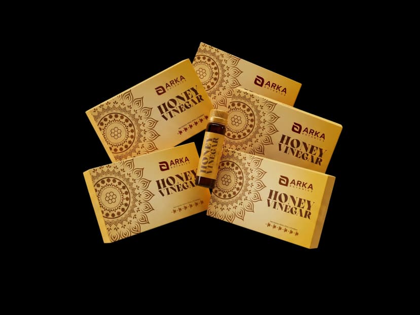 Arka Honey Vinegar bundle — five boxes and a vial